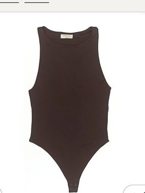 Babaton Dark Brown High-Neck Sleeveless Bodysuit